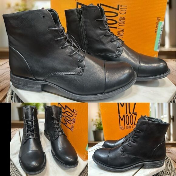 Miz Mooz Leather Lace Up Boots Size 6.5 - Picture 1 of 16